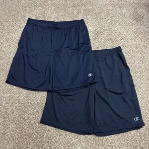 Champion Mens Navy Blue Athletic Shorts XL Lot of 2 Training Gym Running 407Z98